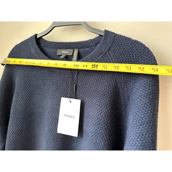 $345 Theory Mens 100% Cashmere Sweater Sz XXL Blue Long Sleeves Round Neck NEW - Picture 3 of 7